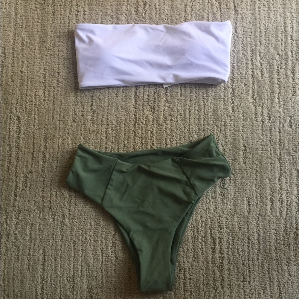 TRENDY! two tone strapless and high waisted BIKINI